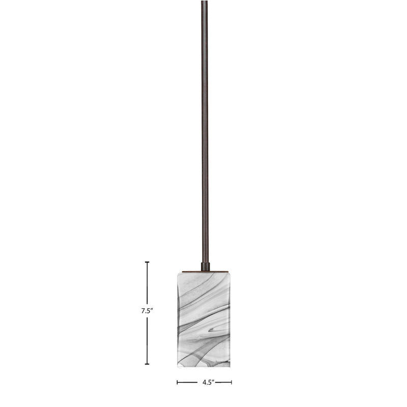 Toltec Apollo 4in 1-Light Pendant | Modern Dark Granite Steel and Onyx Swirl Glass | Kitchen Island & Dining Room | 4 x 7.25 in | Model 573-DG-549