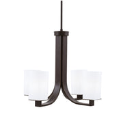 Toltec Apollo 21.5in 4-Light Uplight Chandelier | Dark Granite Steel and White Opal Glass | Dining Room & Living Room | 21.5 x 21.5 x 18.25 in | Model 574-DG-261