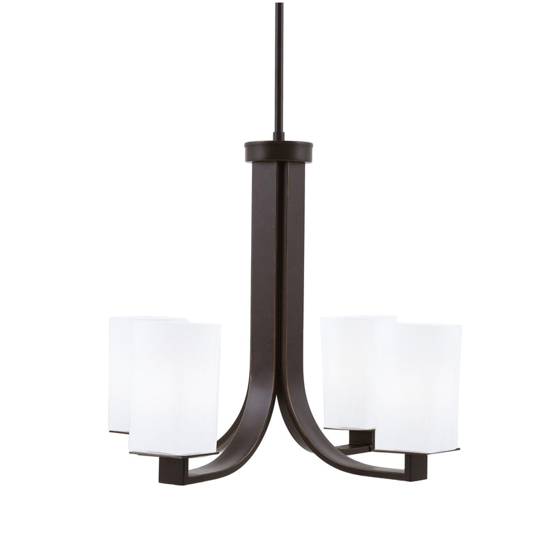 Toltec Apollo 21.5in 4-Light Uplight Chandelier | Dark Granite Steel and White Opal Glass | Dining Room & Living Room | 21.5 x 21.5 x 18.25 in | Model 574-DG-261
