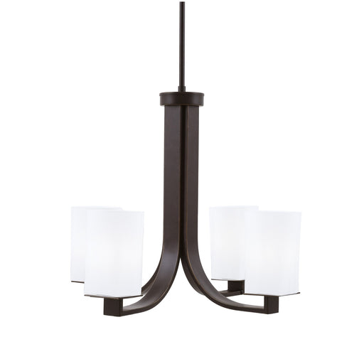 Toltec Apollo 21.5in 4-Light Uplight Chandelier | Dark Granite Steel and White Opal Glass | Dining Room & Living Room | 21.5 x 21.5 x 18.25 in | Model 574-DG-261