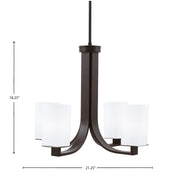 Toltec Apollo 21.5in 4-Light Uplight Chandelier | Dark Granite Steel and White Opal Glass | Dining Room & Living Room | 21.5 x 21.5 x 18.25 in | Model 574-DG-261