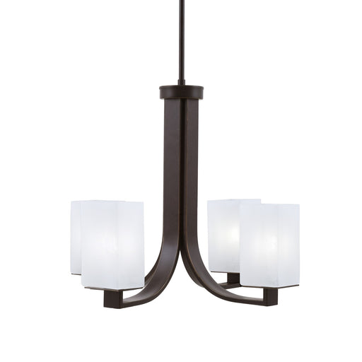 Toltec Apollo 21.25in 4-Light Uplight Chandelier | Dark Granite Steel and White Marble Glass | Dining Room & Living Room | 21.25 x 21.25 x 18.25 in | Model 574-DG-541