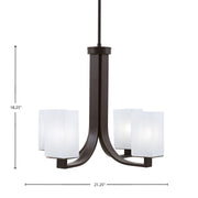 Toltec Apollo 21.25in 4-Light Uplight Chandelier | Dark Granite Steel and White Marble Glass | Dining Room & Living Room | 21.25 x 21.25 x 18.25 in | Model 574-DG-541