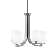 Toltec Apollo 21.5in 4-Light Uplight Chandelier | Modern Graphite Steel and White Opal Glass | Dining Room & Living Room | 21.5 x 21.5 x 18.25 in | Model 574-GP-261