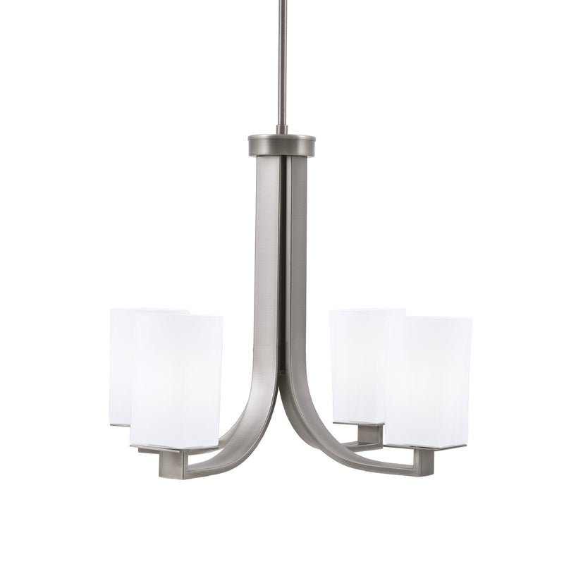 Toltec Apollo 21.5in 4-Light Uplight Chandelier | Modern Graphite Steel and White Opal Glass | Dining Room & Living Room | 21.5 x 21.5 x 18.25 in | Model 574-GP-261