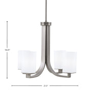Toltec Apollo 21.5in 4-Light Uplight Chandelier | Modern Graphite Steel and White Opal Glass | Dining Room & Living Room | 21.5 x 21.5 x 18.25 in | Model 574-GP-261