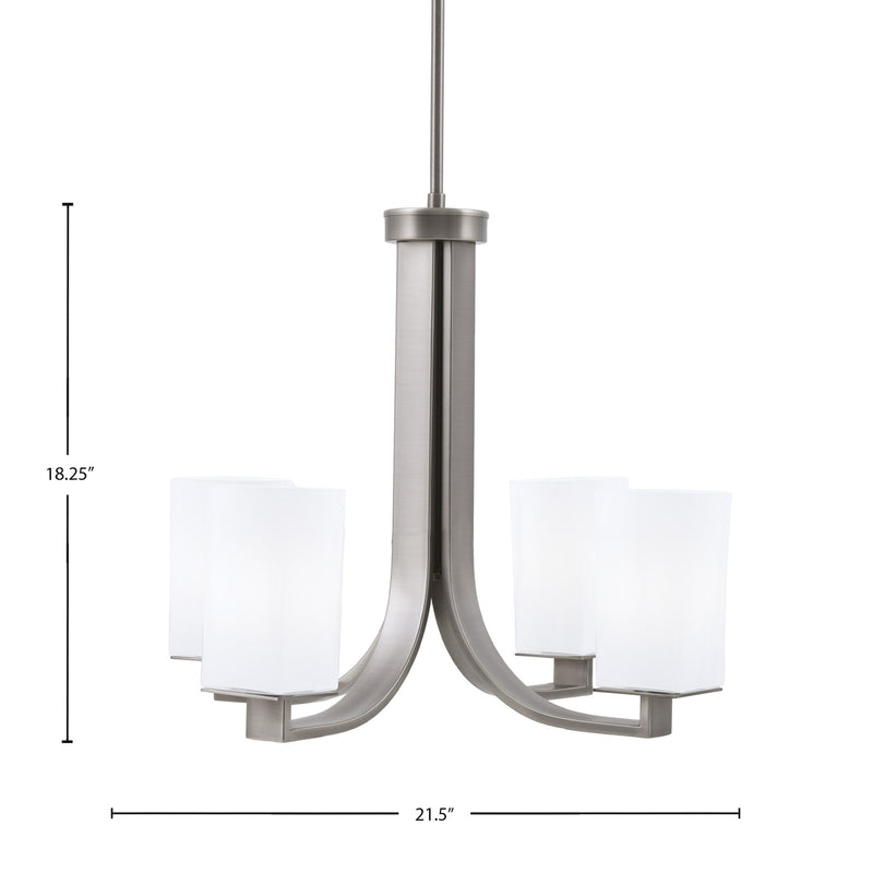 Toltec Apollo 21.5in 4-Light Uplight Chandelier | Modern Graphite Steel and White Opal Glass | Dining Room & Living Room | 21.5 x 21.5 x 18.25 in | Model 574-GP-261