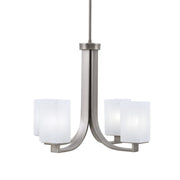 Toltec Apollo 21.25in 4-Light Uplight Chandelier | Modern Graphite Steel and White Marble Glass | Dining Room & Living Room | 21.25 x 21.25 x 18.25 in | Model 574-GP-541