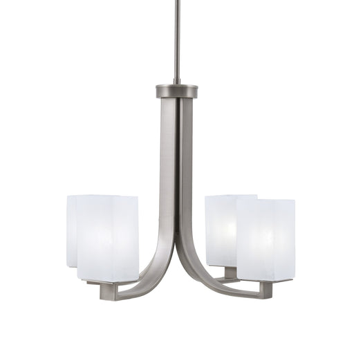 Toltec Apollo 21.25in 4-Light Uplight Chandelier | Modern Graphite Steel and White Marble Glass | Dining Room & Living Room | 21.25 x 21.25 x 18.25 in | Model 574-GP-541