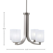 Toltec Apollo 21.25in 4-Light Uplight Chandelier | Modern Graphite Steel and White Marble Glass | Dining Room & Living Room | 21.25 x 21.25 x 18.25 in | Model 574-GP-541