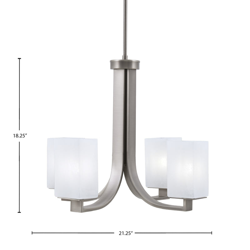 Toltec Apollo 21.25in 4-Light Uplight Chandelier | Modern Graphite Steel and White Marble Glass | Dining Room & Living Room | 21.25 x 21.25 x 18.25 in | Model 574-GP-541