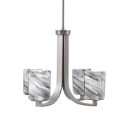 Toltec Apollo 21.25in 4-Light Uplight Chandelier | Modern Graphite Steel and Onyx Swirl Glass | Dining Room & Living Room | 21.25 x 21.25 x 18.25 in | Model 574-GP-549