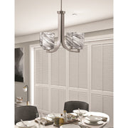 Toltec Apollo 21.25in 4-Light Uplight Chandelier | Modern Graphite Steel and Onyx Swirl Glass | Dining Room & Living Room | 21.25 x 21.25 x 18.25 in | Model 574-GP-549