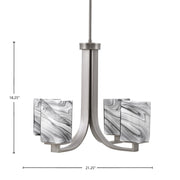Toltec Apollo 21.25in 4-Light Uplight Chandelier | Modern Graphite Steel and Onyx Swirl Glass | Dining Room & Living Room | 21.25 x 21.25 x 18.25 in | Model 574-GP-549
