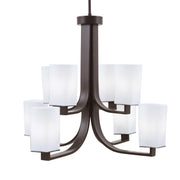 Toltec Apollo 27.5in 8-Light Chandelier | Dark Granite Steel and White Opal Glass | Dining Room & Living Room | 27.5 x 27.5 x 22.75 in | Model 578-DG-261