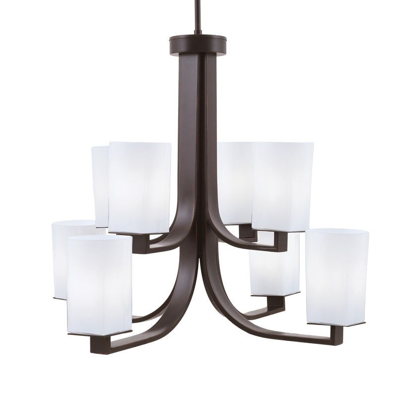 Toltec Apollo 27.5in 8-Light Chandelier | Dark Granite Steel and White Opal Glass | Dining Room & Living Room | 27.5 x 27.5 x 22.75 in | Model 578-DG-261