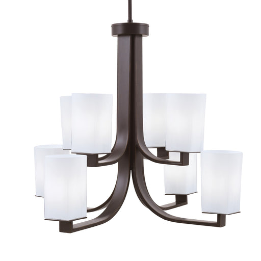 Toltec Apollo 27.5in 8-Light Chandelier | Dark Granite Steel and White Opal Glass | Dining Room & Living Room | 27.5 x 27.5 x 22.75 in | Model 578-DG-261