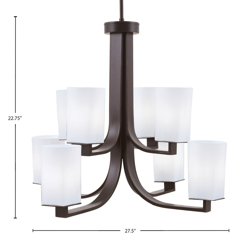 Toltec Apollo 27.5in 8-Light Chandelier | Dark Granite Steel and White Opal Glass | Dining Room & Living Room | 27.5 x 27.5 x 22.75 in | Model 578-DG-261