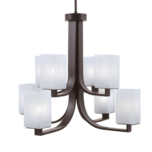 Toltec Apollo 26.5in 8-Light Chandelier | Dark Granite Steel and White Marble Glass | Dining Room & Living Room | 26.5 x 26.5 x 22.75 in | Model 578-DG-541