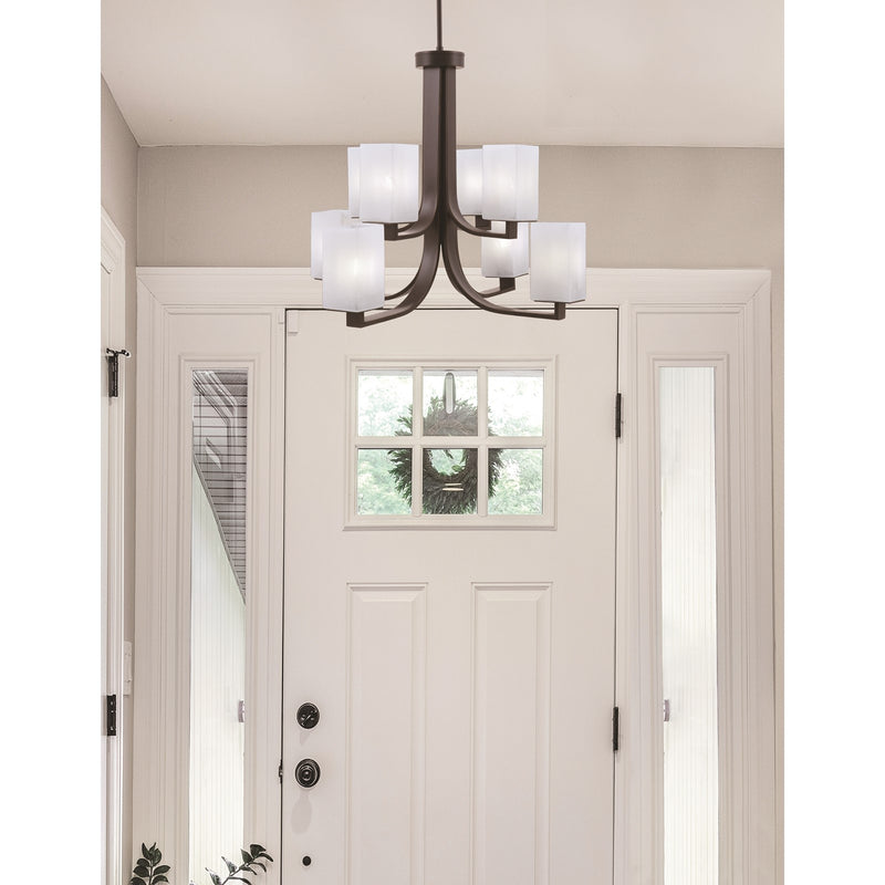 Toltec Apollo 26.5in 8-Light Chandelier | Dark Granite Steel and White Marble Glass | Dining Room & Living Room | 26.5 x 26.5 x 22.75 in | Model 578-DG-541