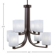 Toltec Apollo 26.5in 8-Light Chandelier | Dark Granite Steel and White Marble Glass | Dining Room & Living Room | 26.5 x 26.5 x 22.75 in | Model 578-DG-541