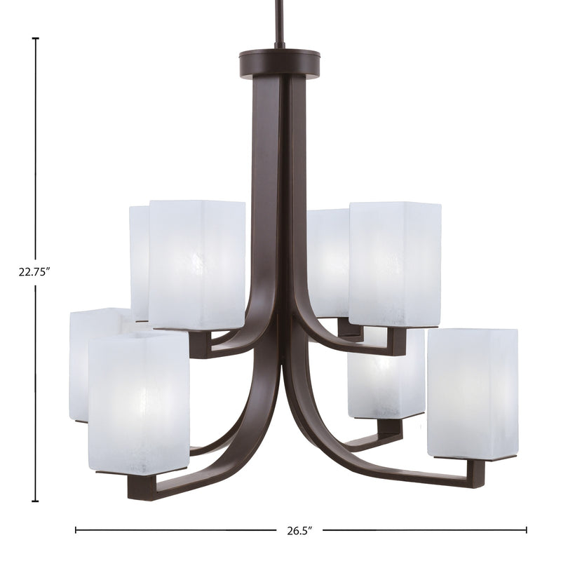 Toltec Apollo 26.5in 8-Light Chandelier | Dark Granite Steel and White Marble Glass | Dining Room & Living Room | 26.5 x 26.5 x 22.75 in | Model 578-DG-541