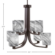 Toltec Apollo 26.5in 8-Light Chandelier | Dark Granite Steel and Onyx Swirl Glass | Dining Room & Foyer | 26.5 x 26.5 x 22.75 in | Model 578-DG-549