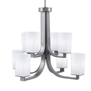 Toltec Apollo 27.5in 8-Light Uplight Chandelier | Graphite Steel and White Opal Glass | Dining Room & Living Room | 27.5 x 27.5 x 22.75 in | Model 578-GP-261
