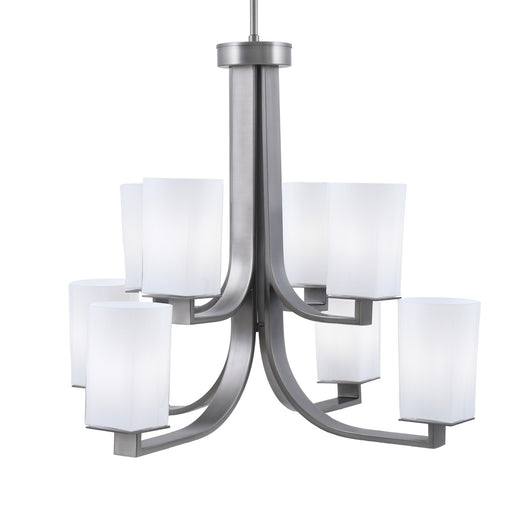 Toltec Apollo 27.5in 8-Light Uplight Chandelier | Graphite Steel and White Opal Glass | Dining Room & Living Room | 27.5 x 27.5 x 22.75 in | Model 578-GP-261