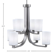Toltec Apollo 27.5in 8-Light Uplight Chandelier | Graphite Steel and White Opal Glass | Dining Room & Living Room | 27.5 x 27.5 x 22.75 in | Model 578-GP-261