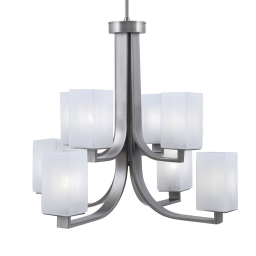 Toltec Apollo 26.5in 8-Light Chandelier | Graphite Steel and White Marble Glass | Dining Room & Living Room | 26.5 x 26.5 x 22.75 in | Model 578-GP-541