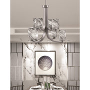 Toltec Apollo 26.5in 8-Light Chandelier | Graphite Steel and Onyx Swirl Glass | Dining Room & Living Room | 26.5 x 26.5 x 22.75 in | Model 578-GP-549