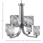 Toltec Apollo 26.5in 8-Light Chandelier | Graphite Steel and Onyx Swirl Glass | Dining Room & Living Room | 26.5 x 26.5 x 22.75 in | Model 578-GP-549