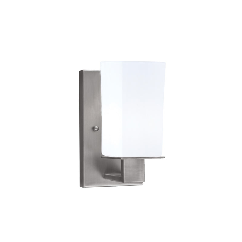 Toltec Apollo 1-Light Wall Sconce | Modern Graphite Steel and White Opal Glass | Hallway & Bathroom Accent | 4.5 x 8.75 x 5.5 in | Model 581-GP-261