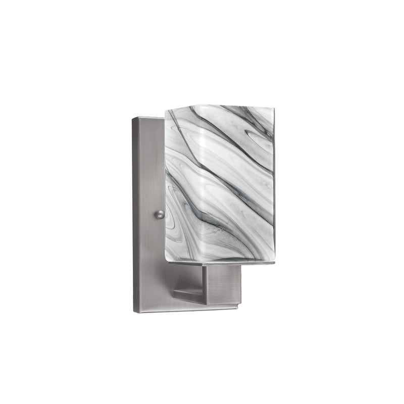 Toltec Apollo 1-Light Wall Sconce | Modern Graphite Steel and Onyx Swirl Glass | Hallway & Bathroom Accent | 4.5 x 8.75 x 5.25 in | Model 581-GP-549