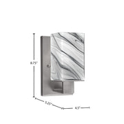 Toltec Apollo 1-Light Wall Sconce | Modern Graphite Steel and Onyx Swirl Glass | Hallway & Bathroom Accent | 4.5 x 8.75 x 5.25 in | Model 581-GP-549