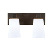 Toltec Apollo 2-Light Bath Bar | Dark Granite Steel and White Opal Glass | Bathroom Vanity & Powder Room | 8.75 in H | Model 582-DG-261