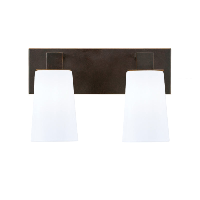 Toltec Apollo 2-Light Bath Bar | Dark Granite Steel and White Opal Glass | Bathroom Vanity & Powder Room | 8.75 in H | Model 582-DG-261