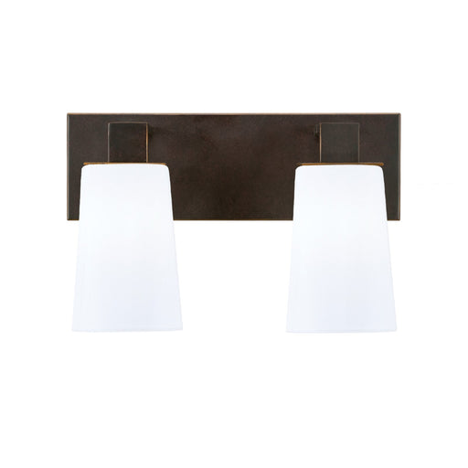 Toltec Apollo 2-Light Bath Bar | Dark Granite Steel and White Opal Glass | Bathroom Vanity & Powder Room | 8.75 in H | Model 582-DG-261
