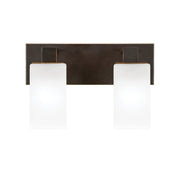 Toltec Apollo 2-Light Bath Bar | Dark Granite Steel and White Marble Glass | Bathroom Vanity & Powder Room | 8.75 in H | Model 582-DG-541