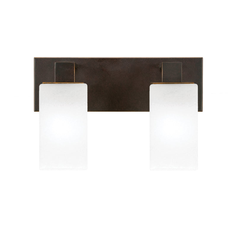 Toltec Apollo 2-Light Bath Bar | Dark Granite Steel and White Marble Glass | Bathroom Vanity & Powder Room | 8.75 in H | Model 582-DG-541