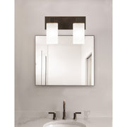Toltec Apollo 2-Light Bath Bar | Dark Granite Steel and White Marble Glass | Bathroom Vanity & Powder Room | 8.75 in H | Model 582-DG-541