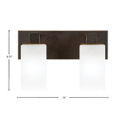 Toltec Apollo 2-Light Bath Bar | Dark Granite Steel and White Marble Glass | Bathroom Vanity & Powder Room | 8.75 in H | Model 582-DG-541