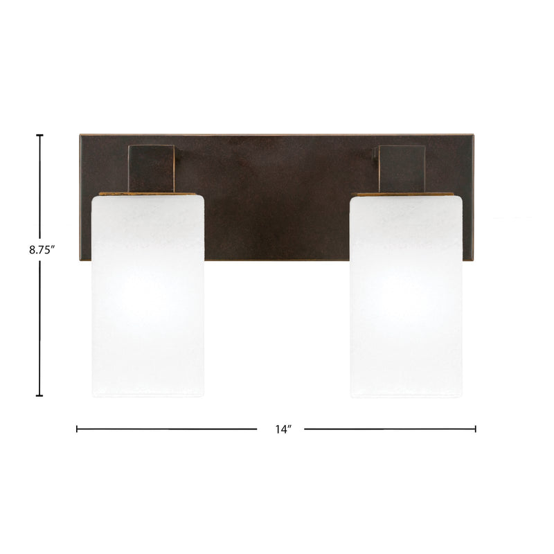Toltec Apollo 2-Light Bath Bar | Dark Granite Steel and White Marble Glass | Bathroom Vanity & Powder Room | 8.75 in H | Model 582-DG-541