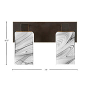 Toltec Apollo 2-Light Bath Bar | Dark Granite Steel and Onyx Swirl Glass | Bathroom Vanity & Powder Room | 8.75 in H | Model 582-DG-549