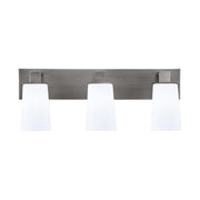 Toltec Apollo 3-Light Bath Bar | Modern Graphite Steel and White Opal Glass | Bathroom Vanity Light | 8.75in H, 23.5in W | Model 583-GP-261