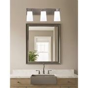 Toltec Apollo 3-Light Bath Bar | Modern Graphite Steel and White Opal Glass | Bathroom Vanity Light | 8.75in H, 23.5in W | Model 583-GP-261