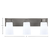 Toltec Apollo 3-Light Bath Bar | Modern Graphite Steel and White Opal Glass | Bathroom Vanity Light | 8.75in H, 23.5in W | Model 583-GP-261