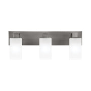Toltec Apollo 3-Light Bath Bar | Modern Graphite Steel and White Marble Glass | Bathroom Vanity Light | 8.75in H, 23.5in W | Model 583-GP-541