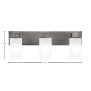 Toltec Apollo 3-Light Bath Bar | Modern Graphite Steel and White Marble Glass | Bathroom Vanity Light | 8.75in H, 23.5in W | Model 583-GP-541